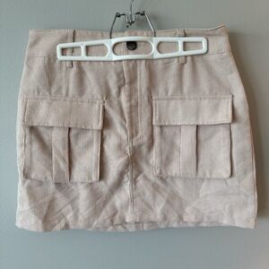 Peach Corduroy Mini Skirt with Pockets
